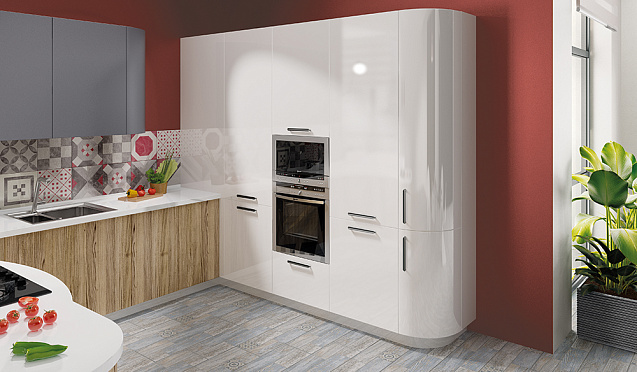 Белые кухни Кухня Эмма с радиусными элементами