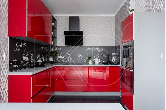 дизайн красно-белой кухни, дизайн кухни в красно-белых тонах